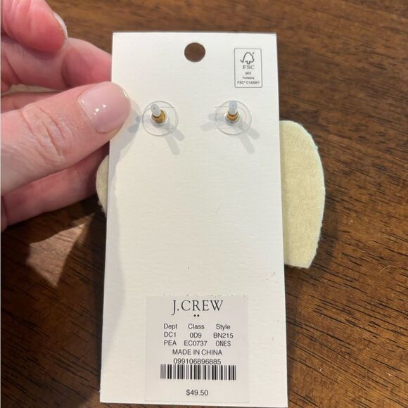 J. Crew Cream Pearl Heart Earrings with Textured Design - Picture 3 of 3